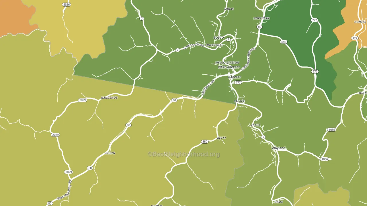 Garrett, KY block-group voter-turnout map