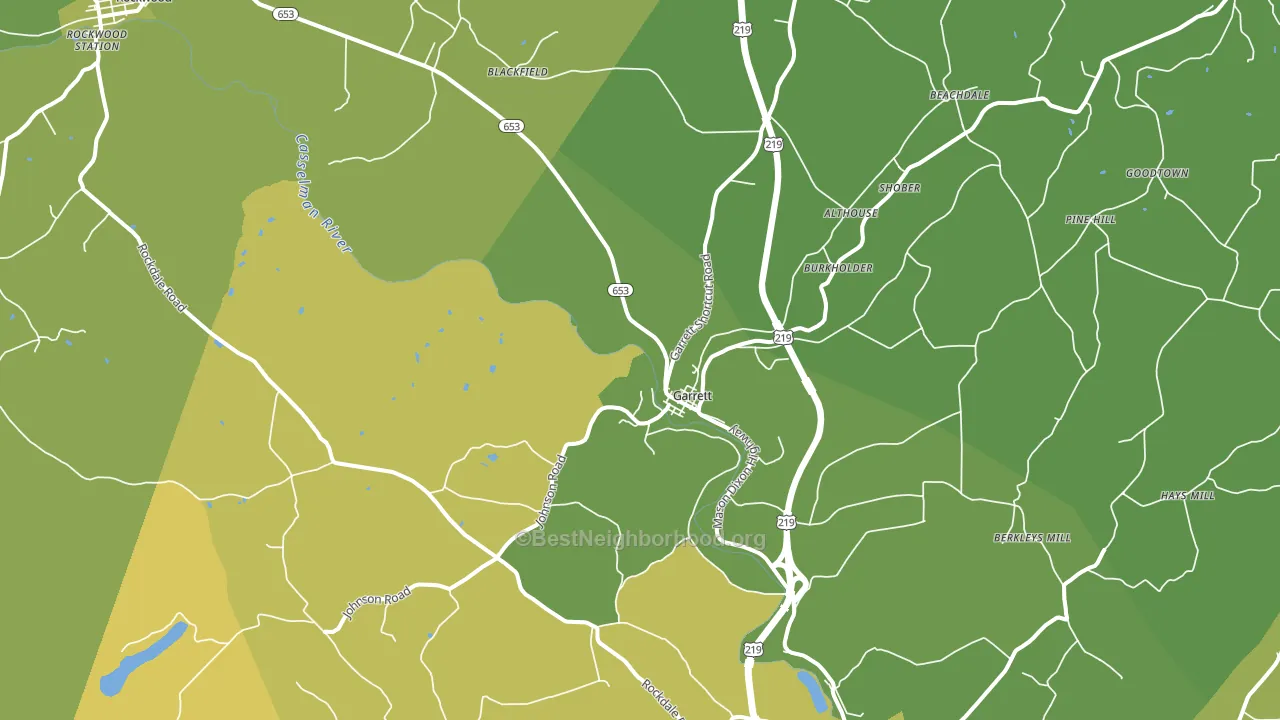Garrett, PA block-group voter-turnout map