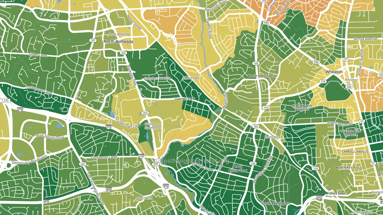 Garrett Park, MD block-group voter-turnout map