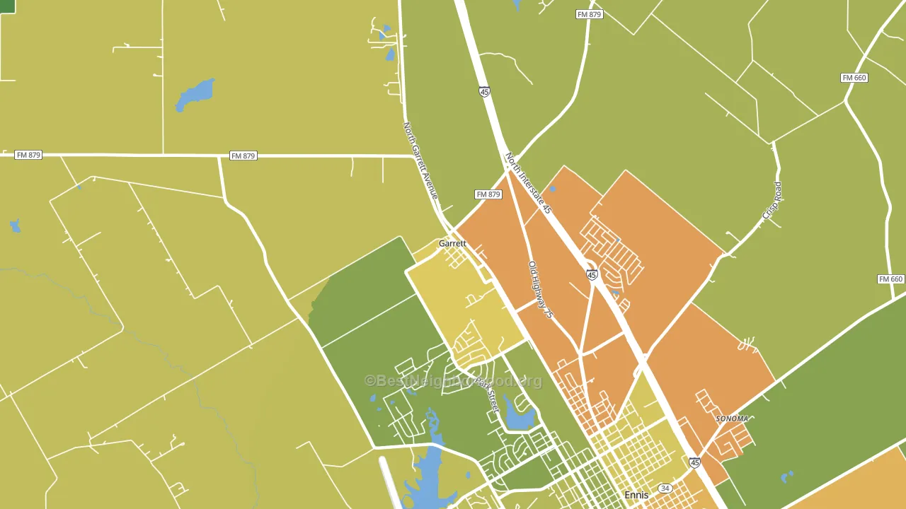Garrett, TX block-group voter-turnout map
