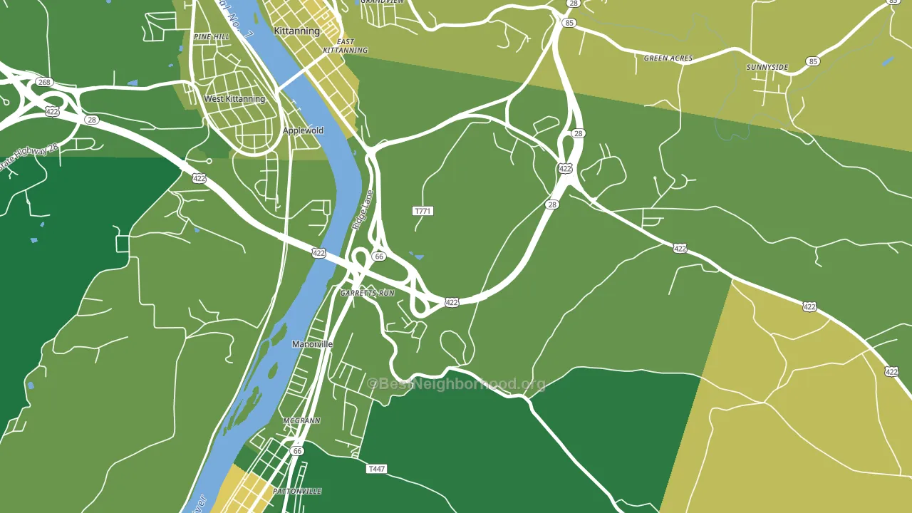 Garretts Run, PA block-group voter-turnout map