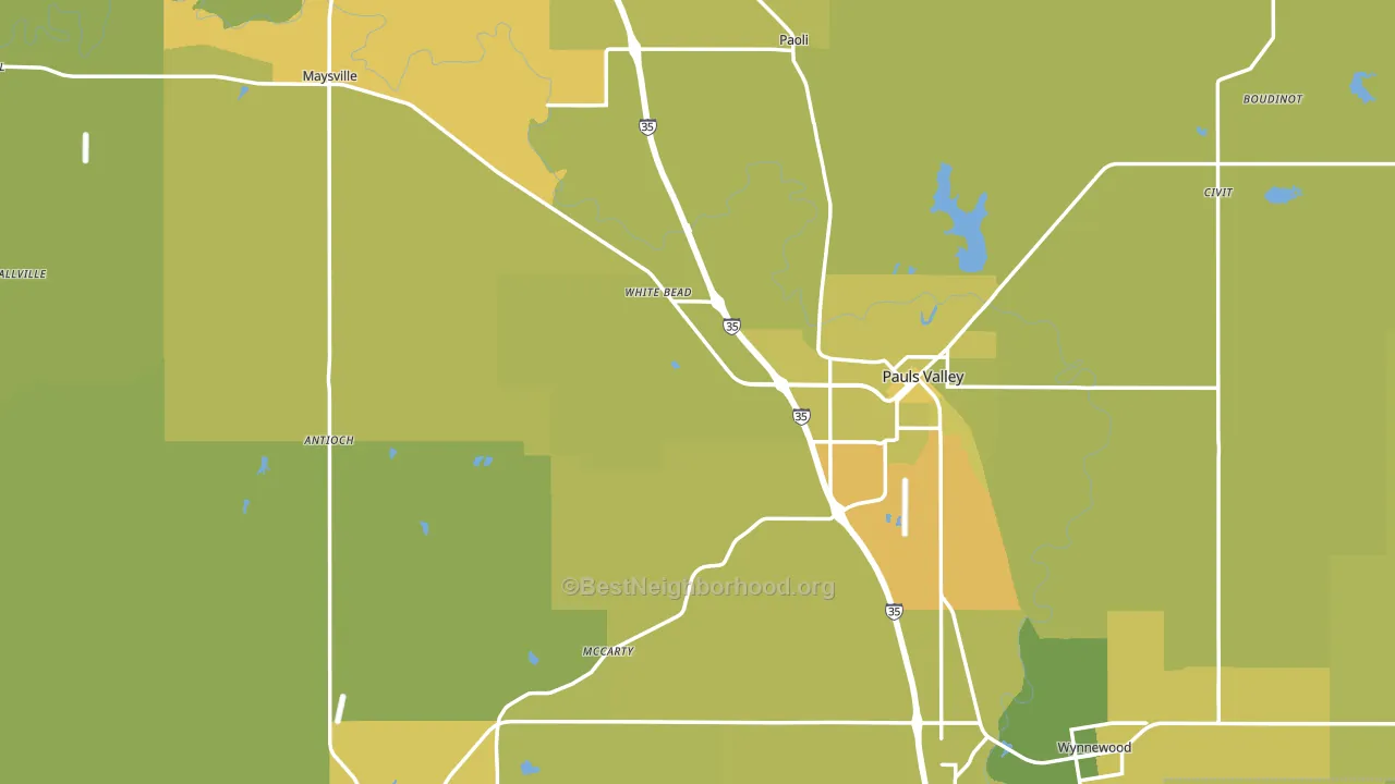 Garvin County, OK block-group voter-turnout map
