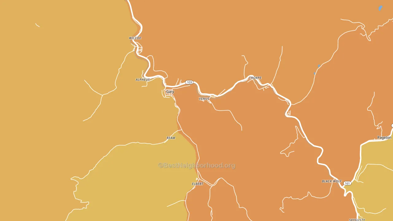 Gary, WV block-group voter-turnout map