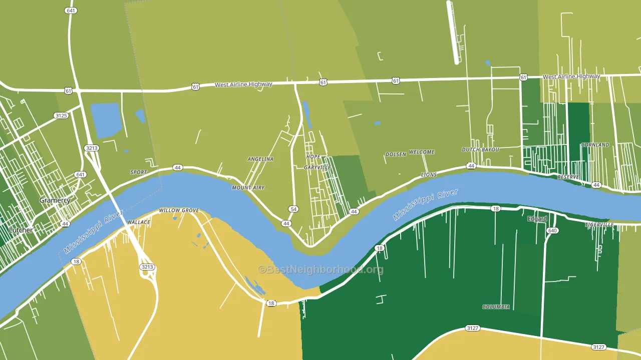 Garyville, LA block-group voter-turnout map