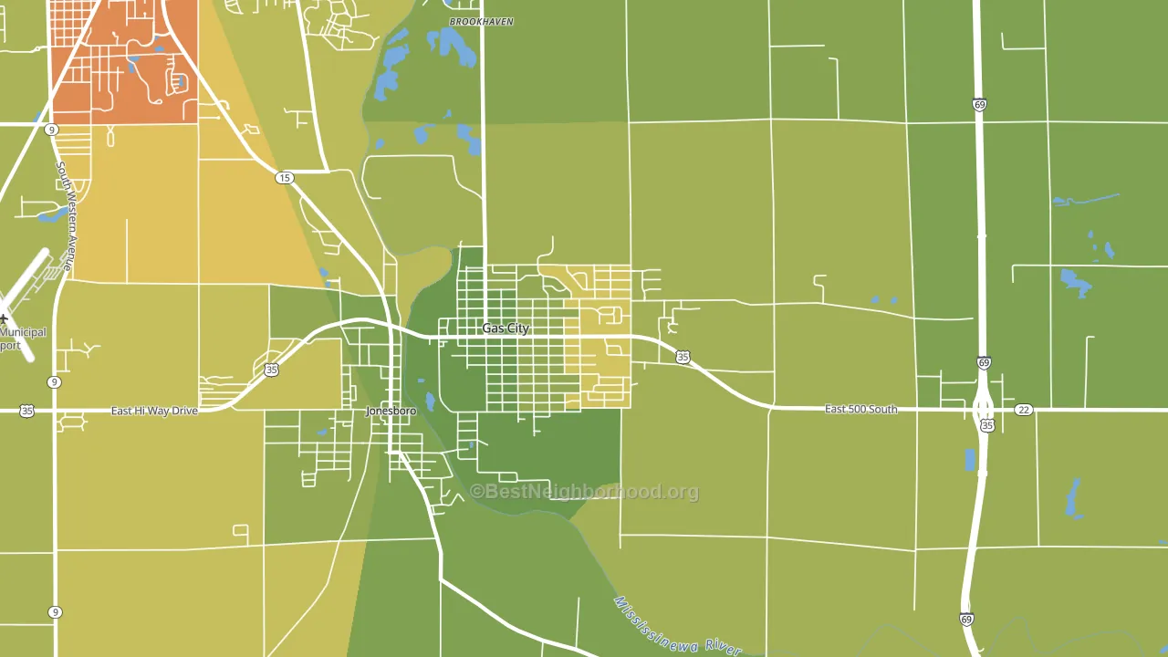 Gas City, IN block-group voter-turnout map