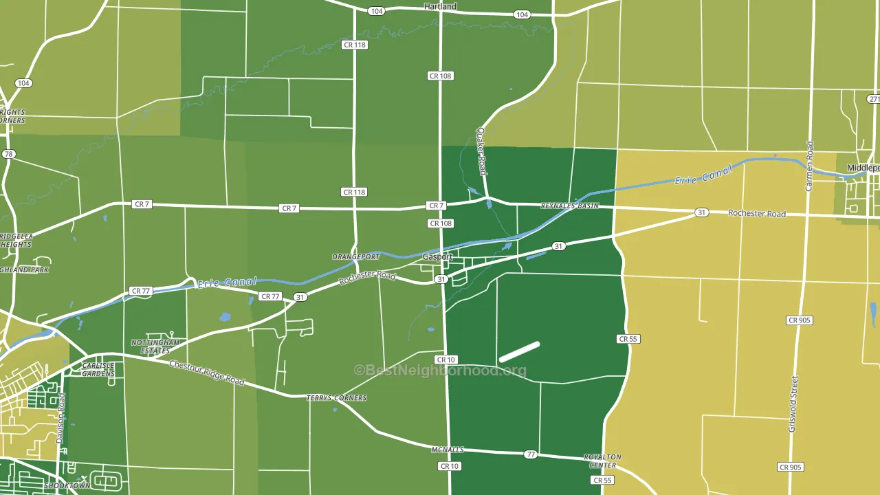 Gasport, NY block-group voter-turnout map