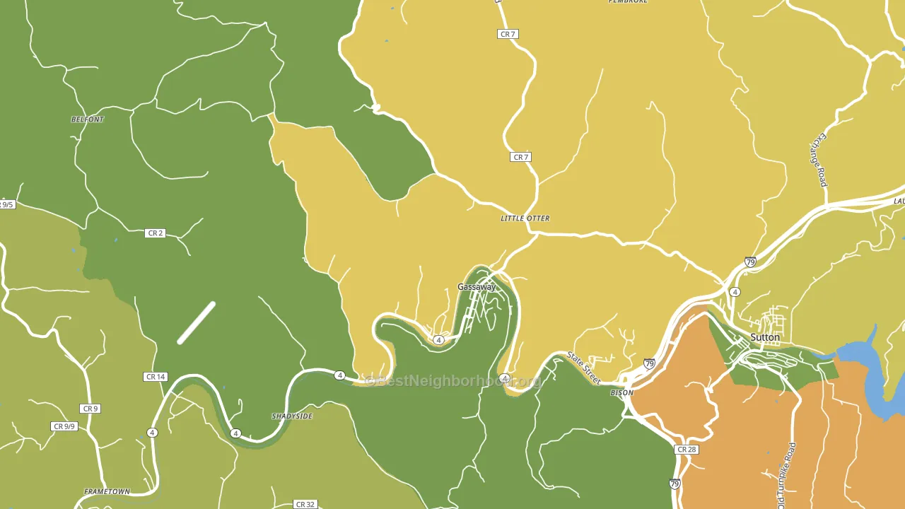 Gassaway, WV block-group voter-turnout map
