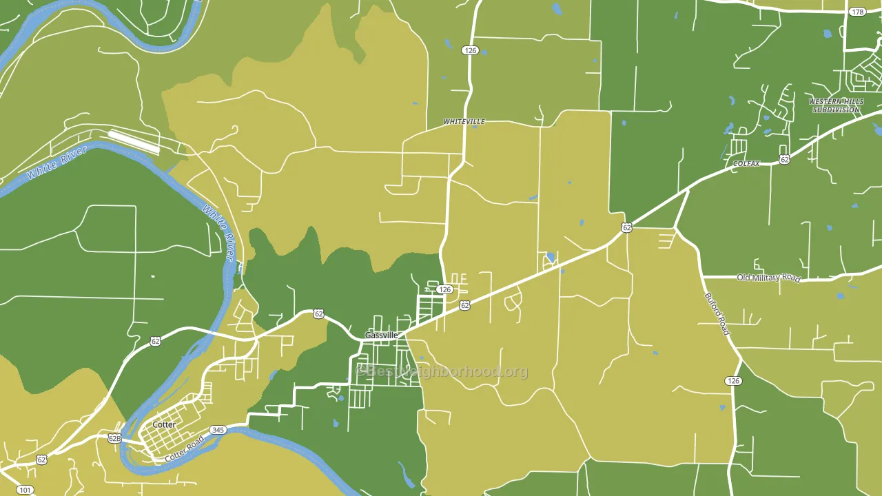 Gassville, AR block-group voter-turnout map
