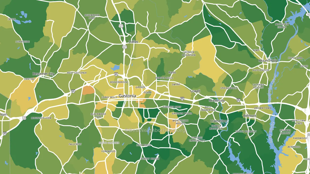 Gaston County, NC block-group voter-turnout map