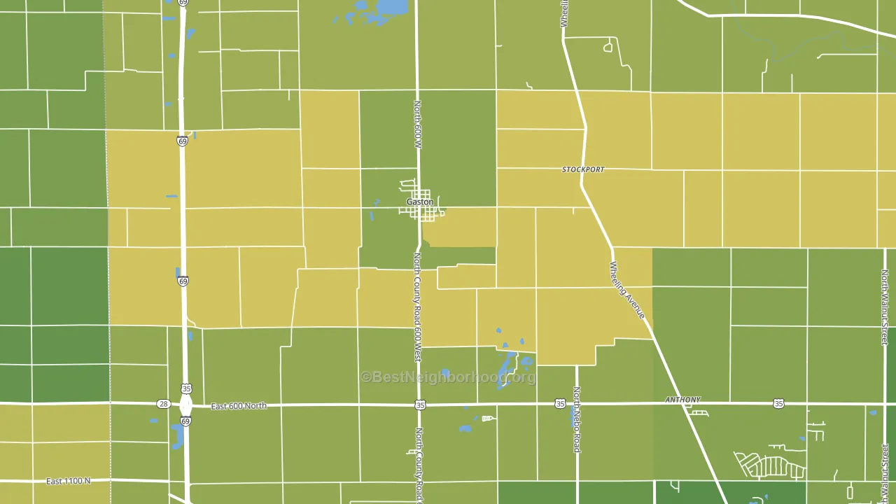 Gaston, IN block-group voter-turnout map