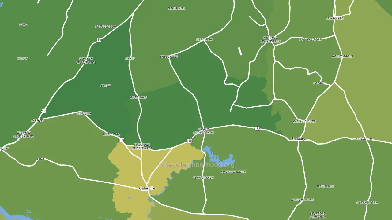 Gates County, NC block-group voter-turnout map