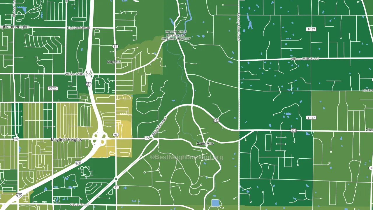 Gates Mills, OH block-group voter-turnout map