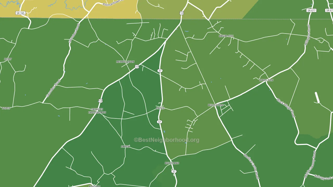 Gates, NC block-group voter-turnout map