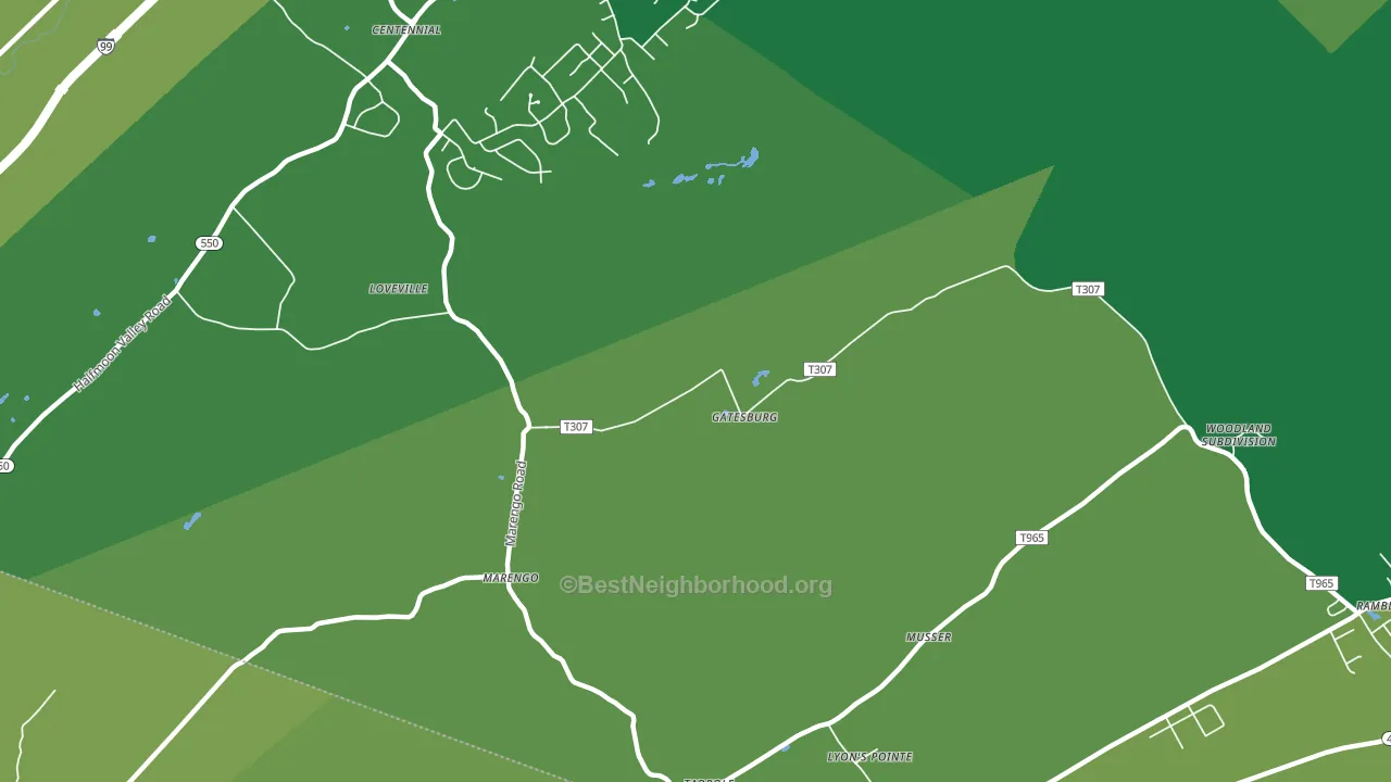 Gatesburg, PA block-group voter-turnout map