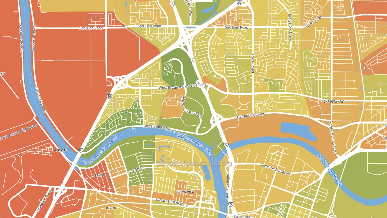 Gateway Center, Sacramento, CA block-group voter-turnout map