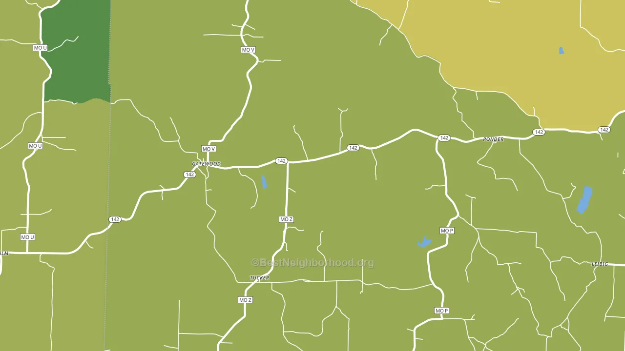 Gatewood, MO block-group voter-turnout map