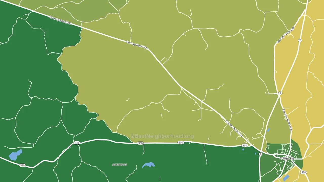 Gatewood, MS block-group voter-turnout map