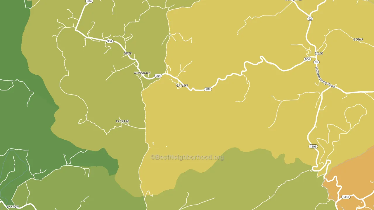 Gatliff, KY block-group voter-turnout map