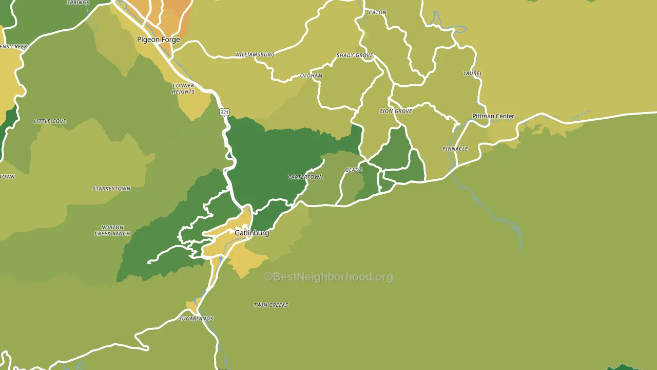 Gatlinburg, TN block-group voter-turnout map