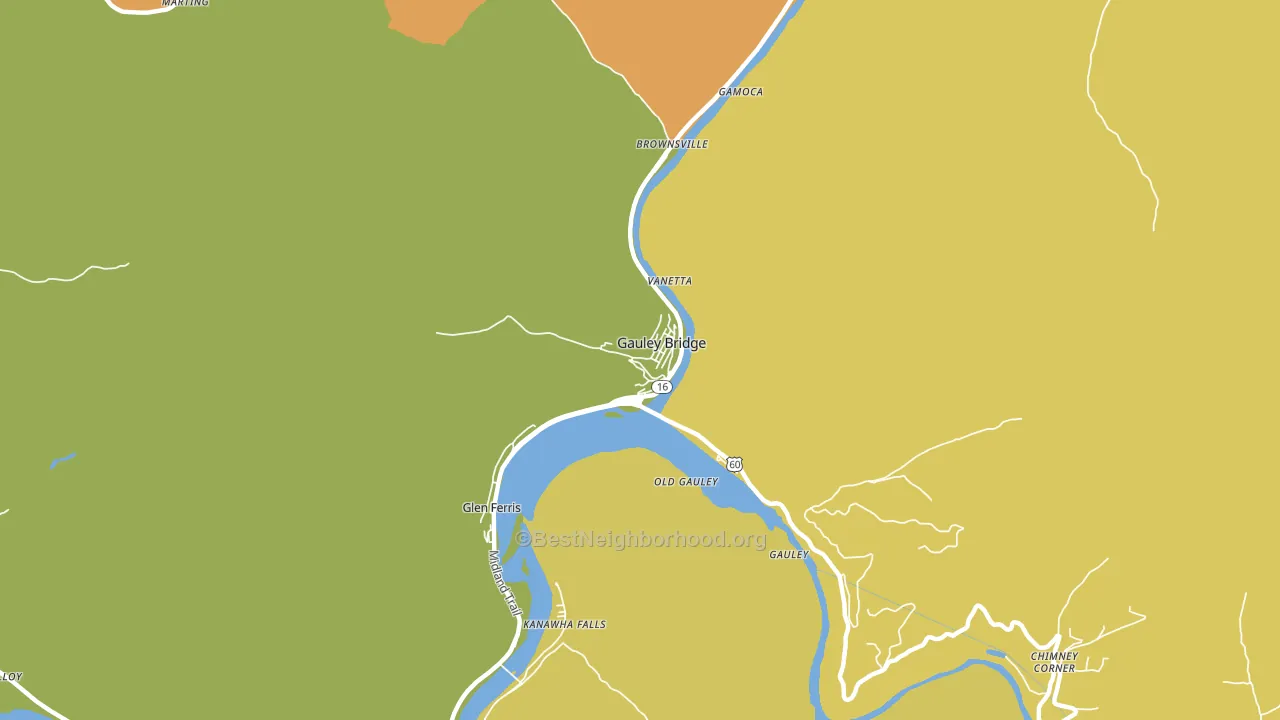 Gauley Bridge, WV block-group voter-turnout map