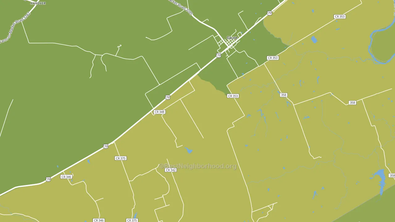 Gause, TX block-group voter-turnout map