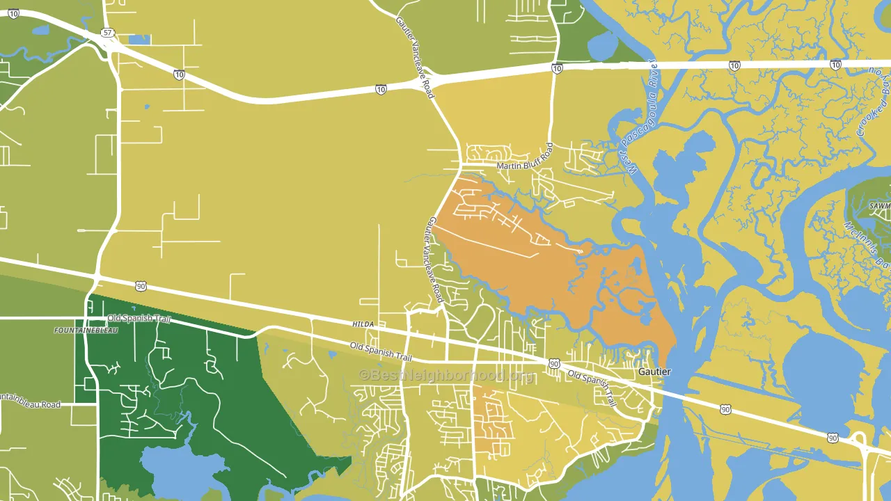 Gautier, MS block-group voter-turnout map