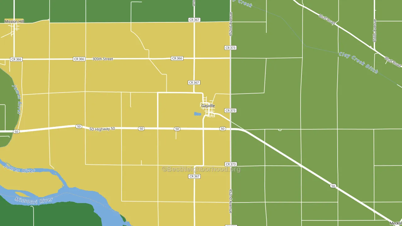 Gayville, SD block-group voter-turnout map