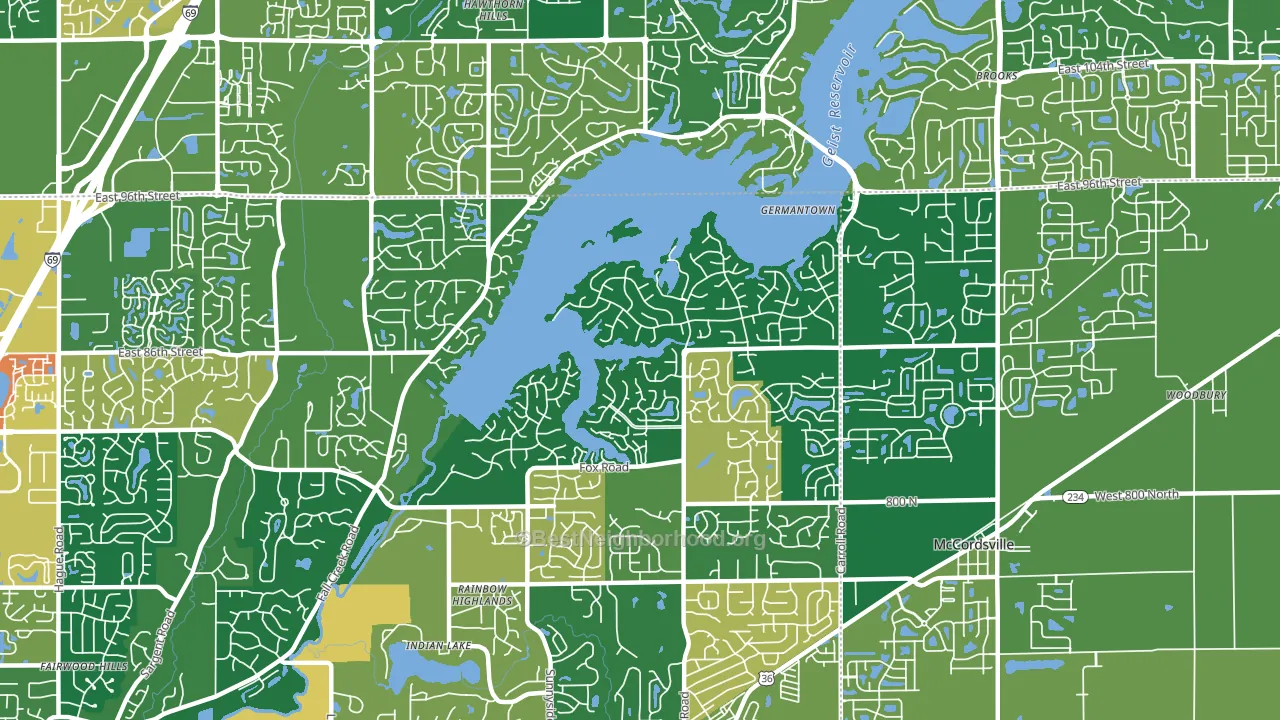 Geist, Indianapolis, IN block-group voter-turnout map