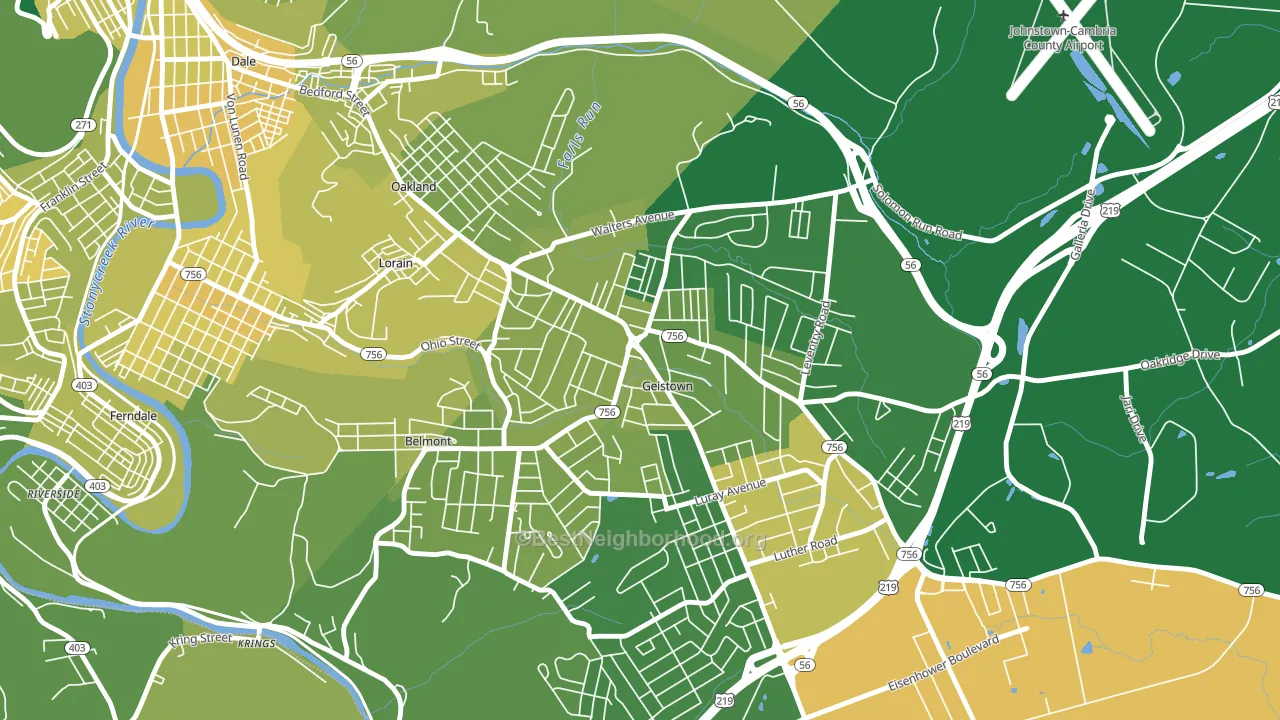 Geistown, PA block-group voter-turnout map