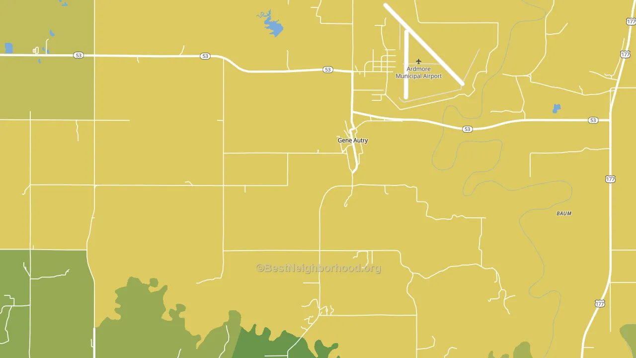 Gene Autry, OK block-group voter-turnout map