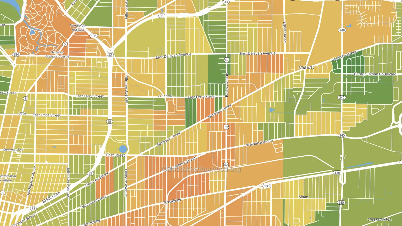 Genesee Moselle, Buffalo, NY block-group voter-turnout map