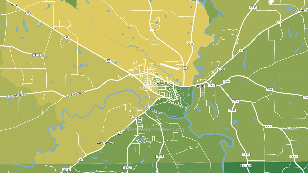 Geneva, AL block-group voter-turnout map