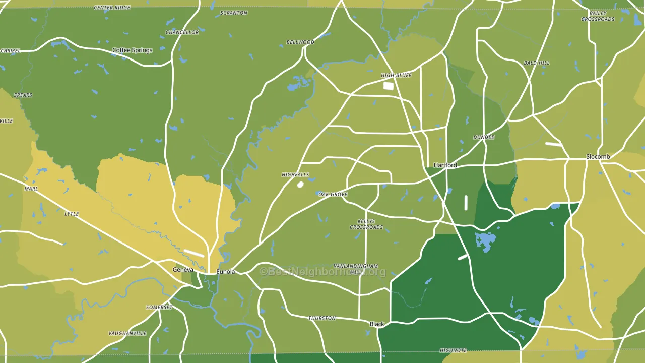 Geneva County, AL block-group voter-turnout map