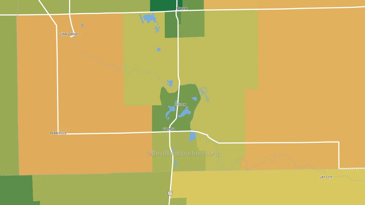 Geneva, IN block-group voter-turnout map