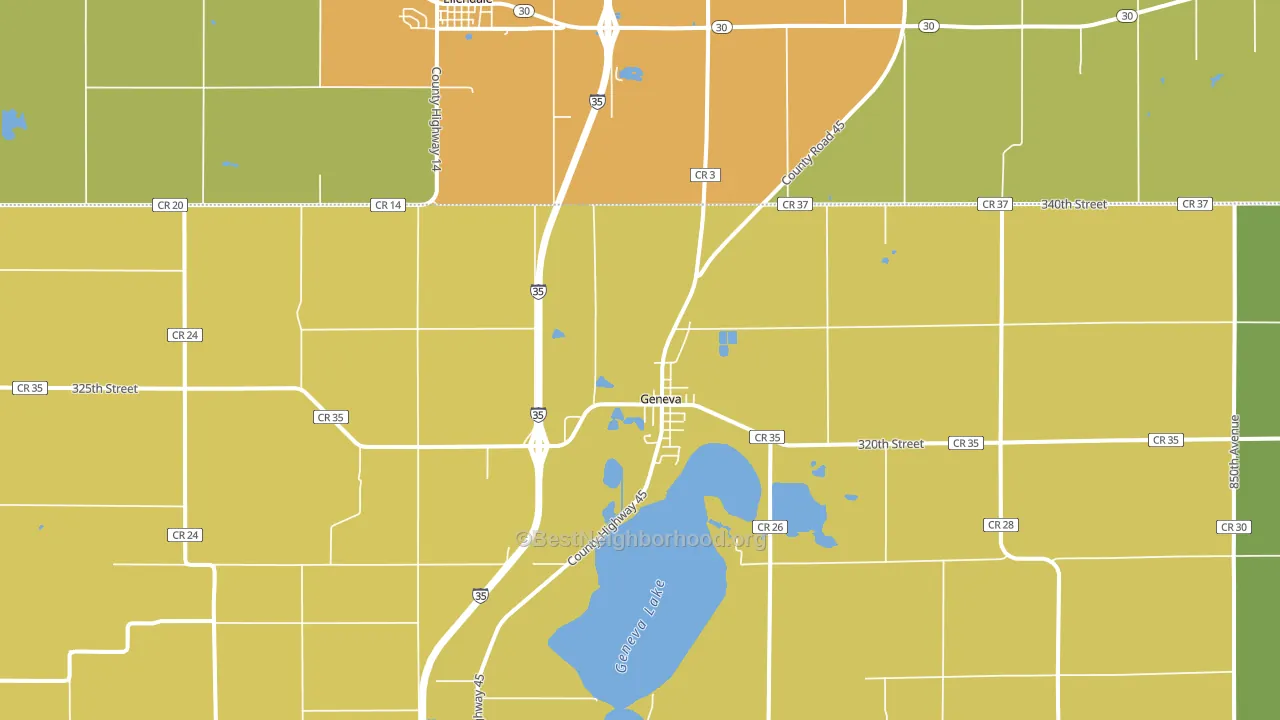 Geneva, MN block-group voter-turnout map