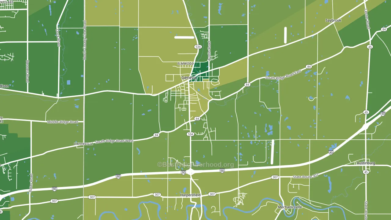 Geneva, OH block-group voter-turnout map