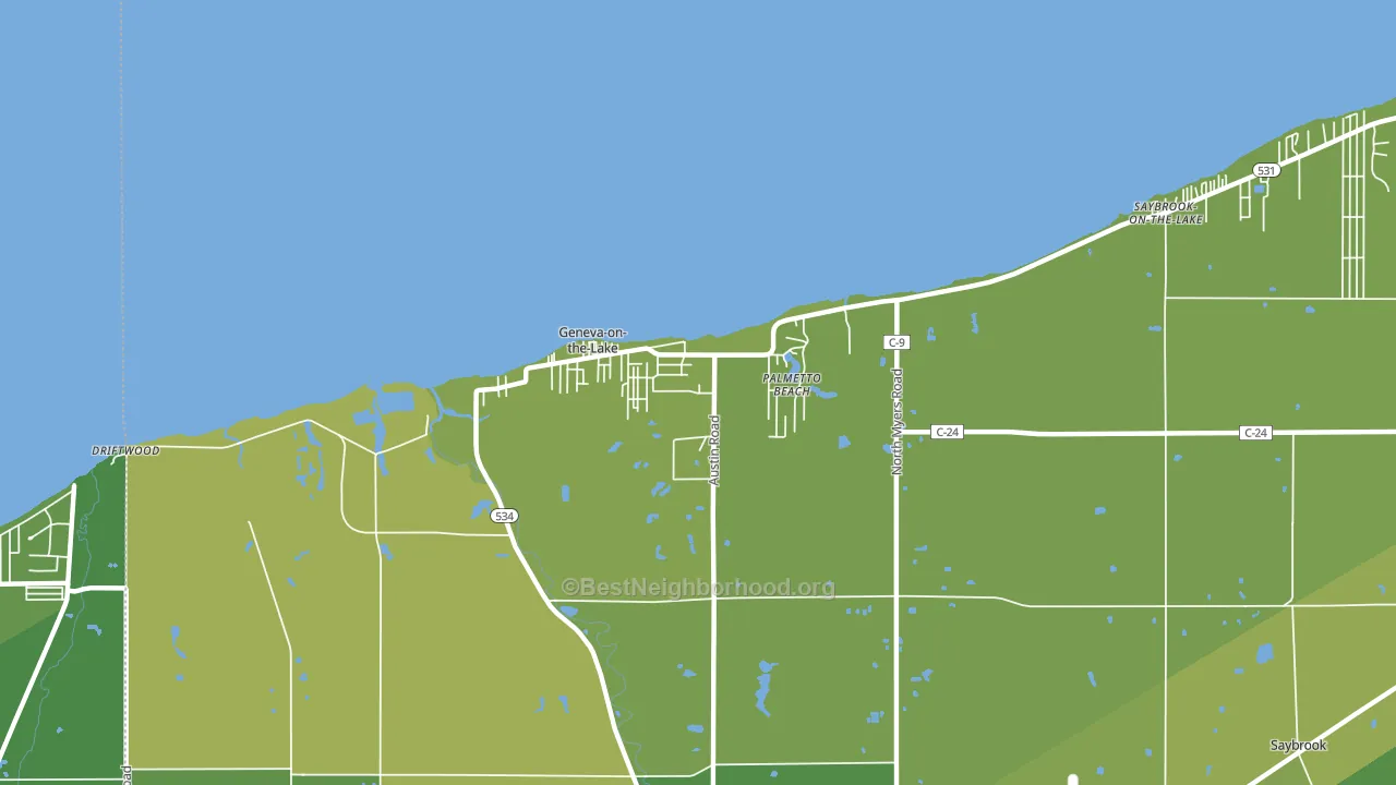 Geneva-on-the-Lake, OH block-group voter-turnout map