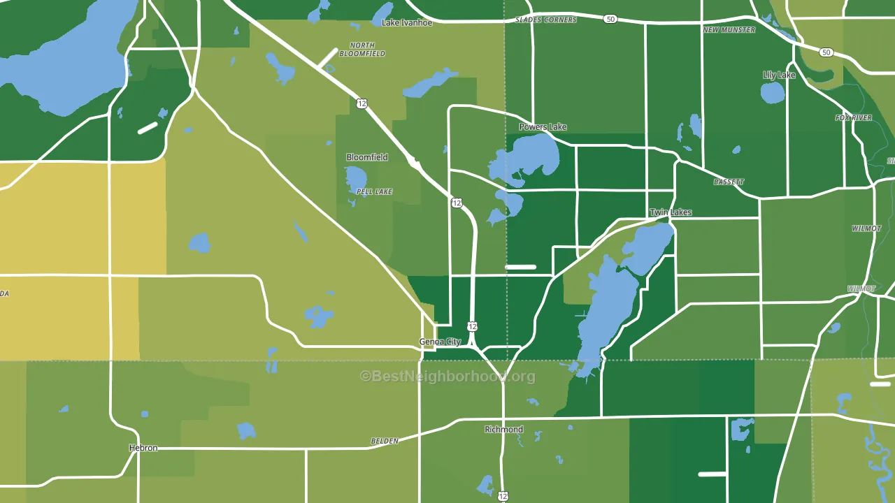 Genoa City, WI block-group voter-turnout map
