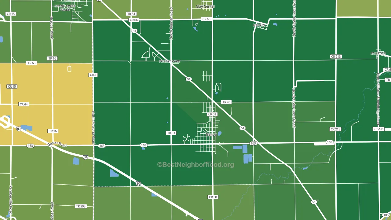Genoa, OH block-group voter-turnout map