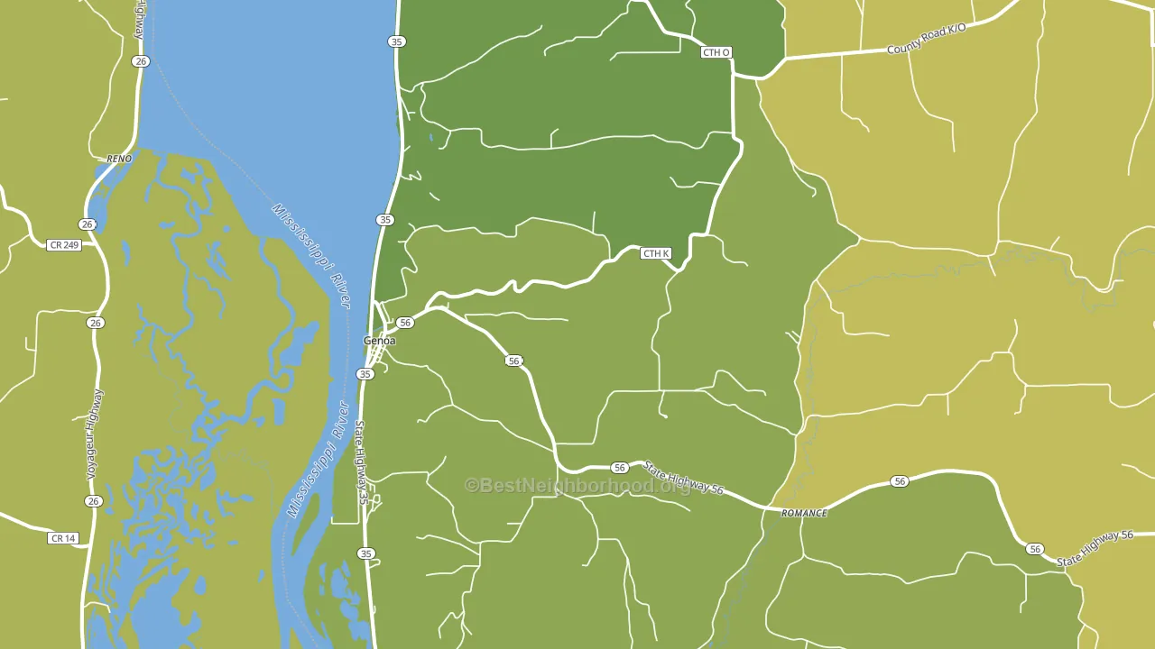 Genoa, WI block-group voter-turnout map