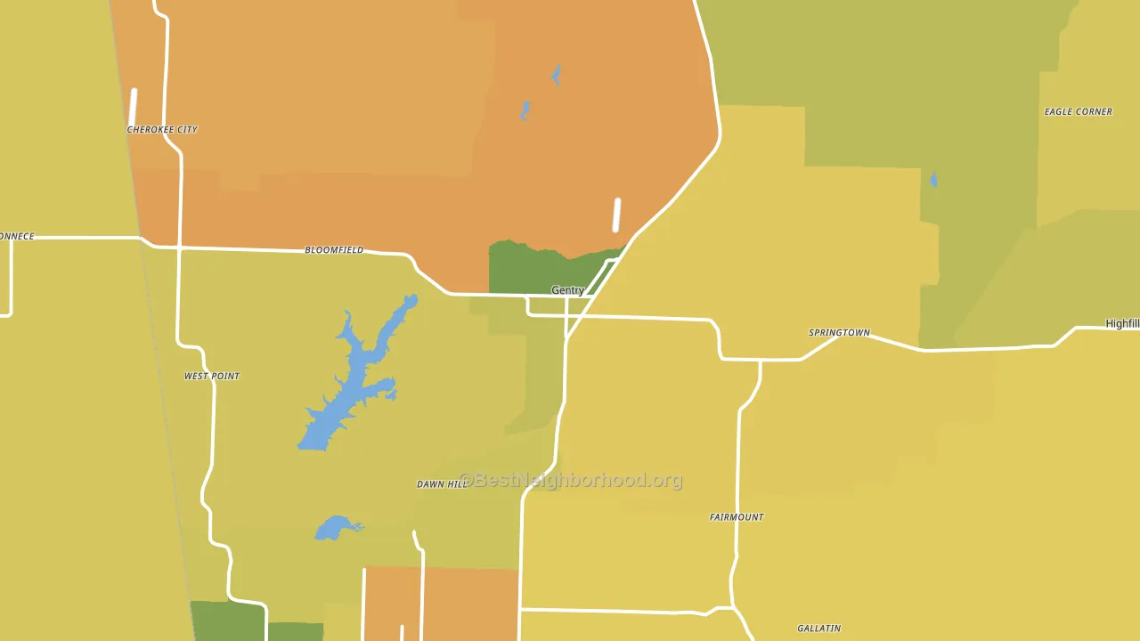 Gentry, AR block-group voter-turnout map