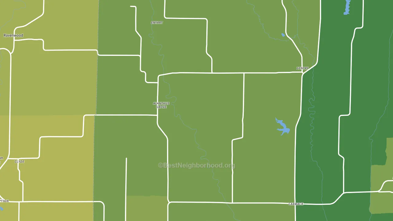 Gentry, MO block-group voter-turnout map