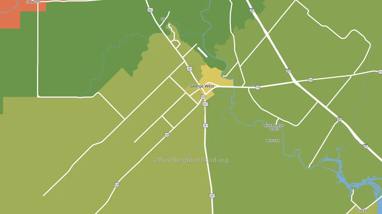 George West, TX block-group voter-turnout map