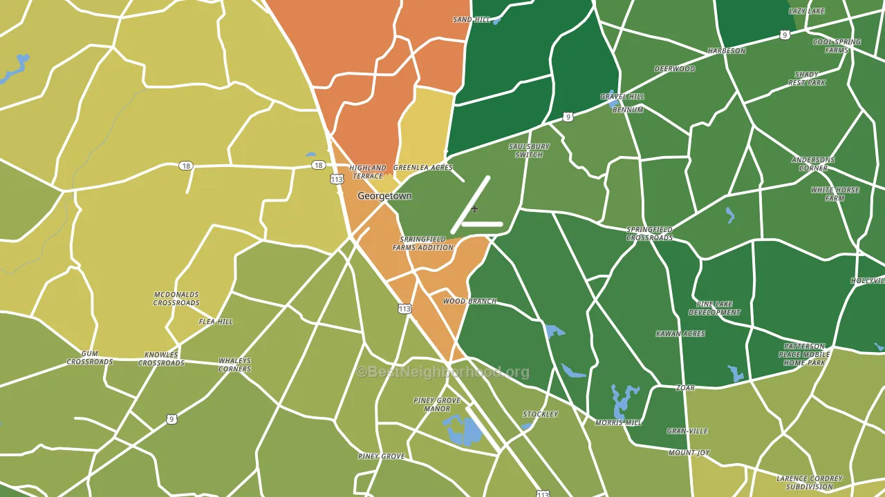 Georgetown, DE block-group voter-turnout map