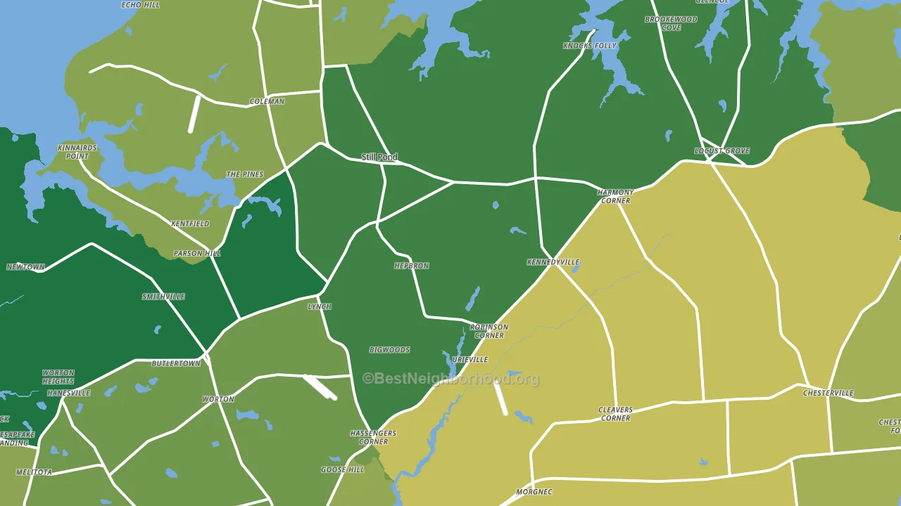 Georgetown, MD block-group voter-turnout map