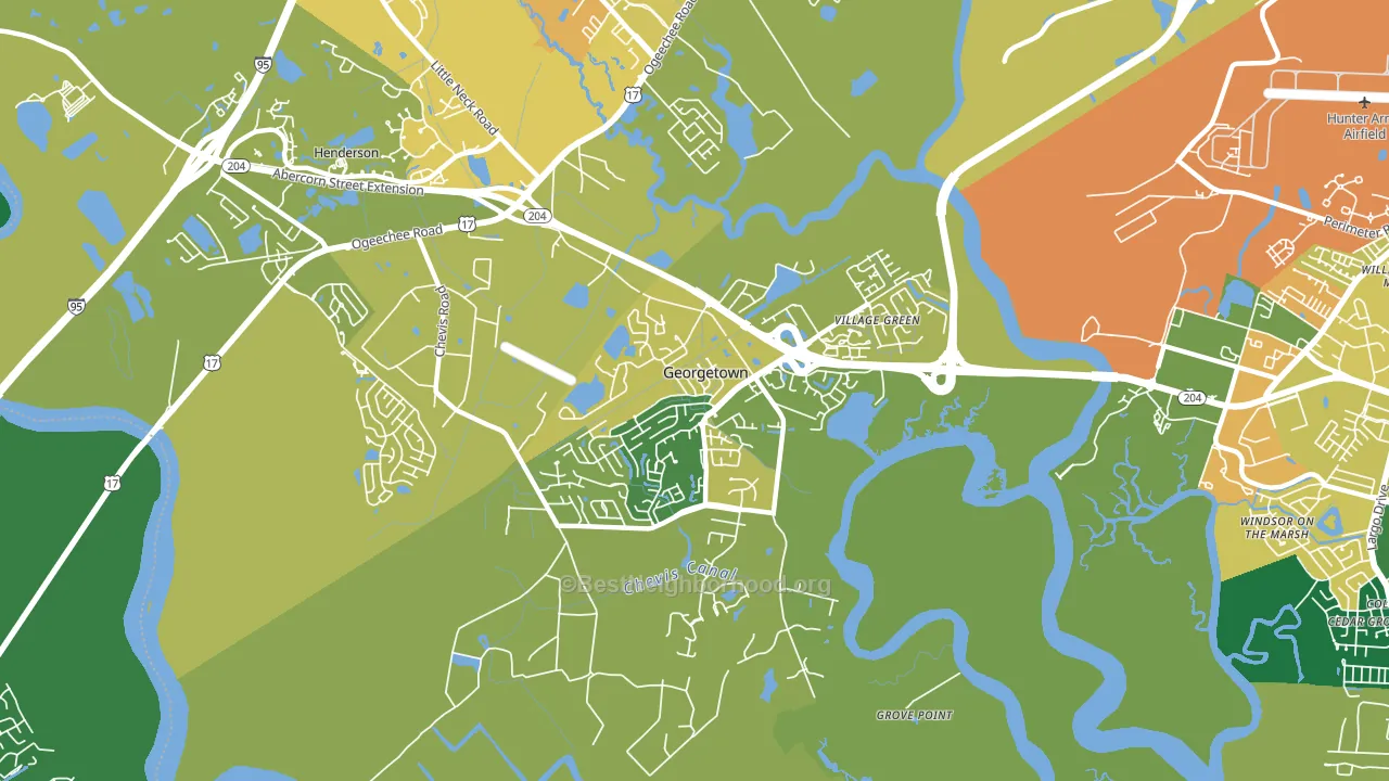 Georgetown, Savannah, GA block-group voter-turnout map