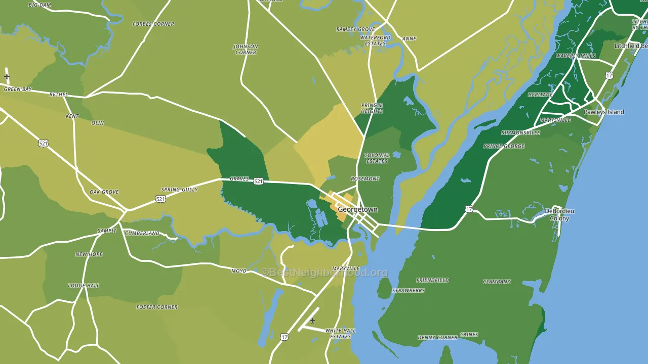 Georgetown, SC block-group voter-turnout map