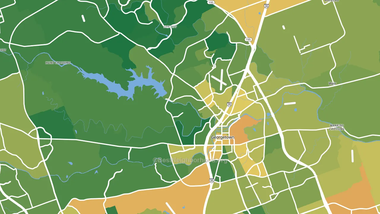 Georgetown, TX block-group voter-turnout map