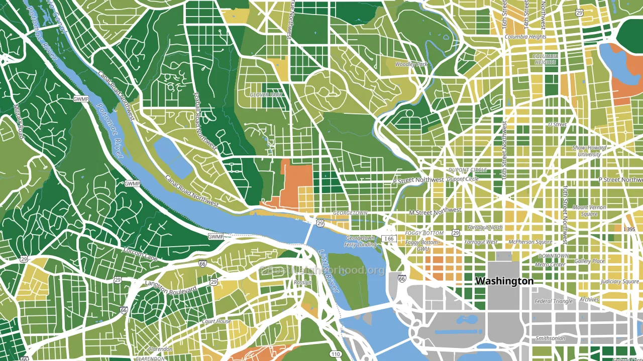 Georgetown, Washington, DC block-group voter-turnout map