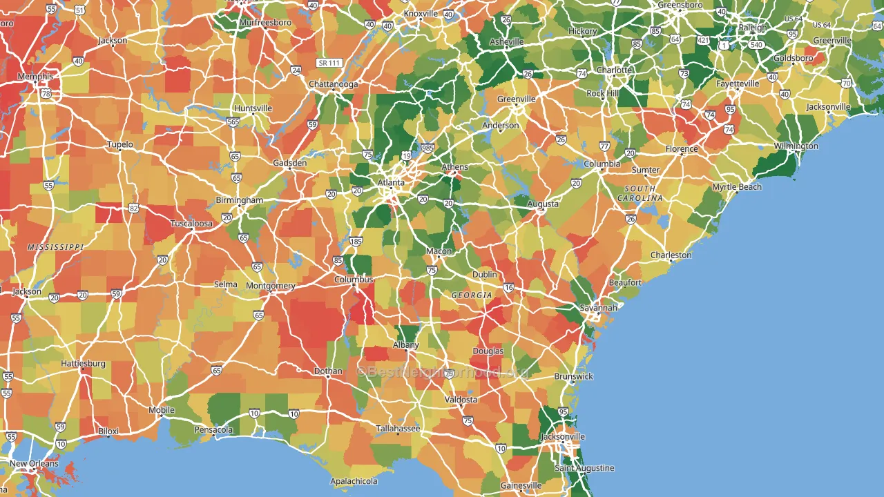 Georgia block-group voter-turnout map